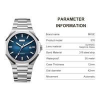 Montres automatiques Miyota 8215 42 mm haut de gamme en stock, logo personnalisé OEM ODM, acier inoxydable 316L, montre mécanique
