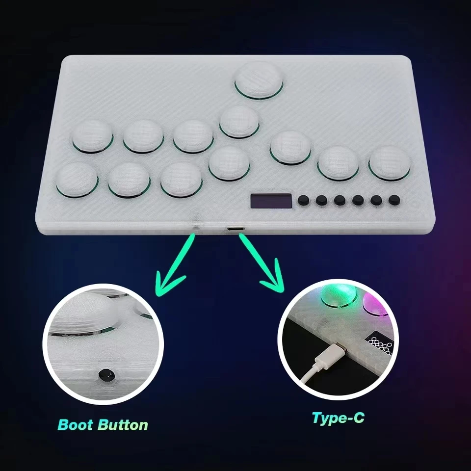 Mini Hitbox RGB Buttons Flatbox Arcade Fight Stick for PS4, PS3