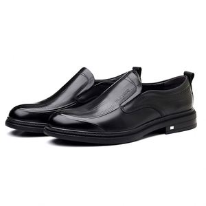 Chaussures en cuir pour hommes printemps 2026, style britannique, décontractées et habillées pour le travail, noires, à enfiler, en cuir véritable - Product Image 2