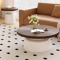Table basse ronde nordique moderne avec plateau en bois massif et structure en métal pour la maison ou l'hôtel/villa, ensemble de meubles élégants pour le salon
