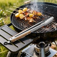 12'' RVS kooktang met houten handvat, vergrendelbare BBQ-tang voor houtskool, grill, meerdere maten, buitenkeuken gereedschap