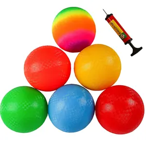 Kualitas Tinggi Logo Kustom 6 Inci 8.5 Inci Bola Taman Bermain Tiup Dalam Ruangan Luar Ruangan Dodgeball Anak-anak dengan Pompa Bola Taman Bermain Anak-anak