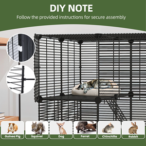 Sıcak Fırsat Pratik 3 Katlı Katlanabilir Evcil Hayvan Kafesleri Evler İç Mekan Tavşan Barınağı Modüler Kombinasyon Kafes Küçük Hayvanlar İçin - Product Image 4