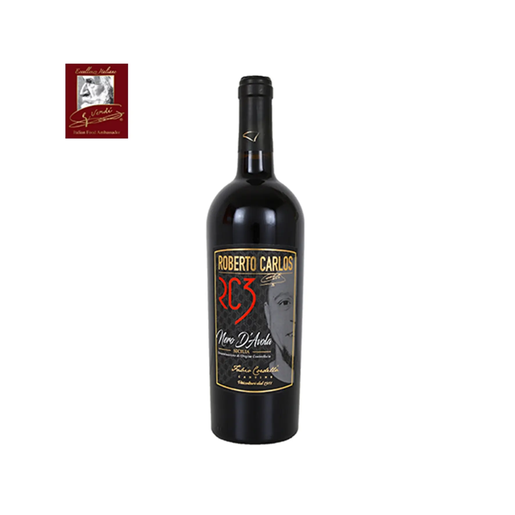 Roberto Carlos RC3 Italienischer Rotwein NERO D'AVOLA DOC 0,750 Liter Flaschen Der Wein von Champions GVERDI Selection Made Italy Wein