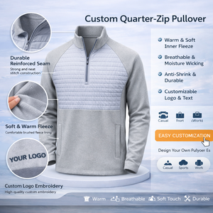 Sudadera de Forro Polar Ligera para Hombre con Cierre de 1/4, Transpirable y Cálida, para Deportes y Golf, con Logotipo Personalizado, OEM ODM - Product Image 3