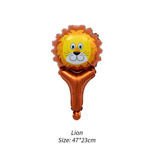Dibujos animados Mini Animal cabeza globo Tigre León mono en forma de palos de mano globos de aluminio - Product Image 4