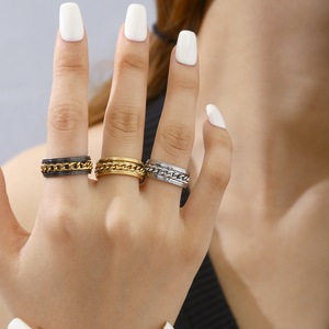 <span class=keywords><strong>Anillo</strong></span> Giratorio <span class=keywords><strong>de</strong></span> Acero Inoxidable con <span class=keywords><strong>Baño</strong></span> <span class=keywords><strong>de</strong></span> <span class=keywords><strong>Oro</strong></span> Real <span class=keywords><strong>de</strong></span> 14K, Joyería Antiestrés con Diseño <span class=keywords><strong>de</strong></span> Estrella, Luna y Margarita, No se Deslustra - Product Image 3