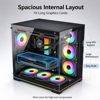 Casing PC Gaming Kaca Temper Berlogo Kustom Mid Tower ATX ITX Kabinet Komputer Desktop Mendukung Pendingin Air 360mm Stok Tersedia