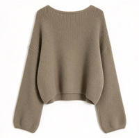 Cardigan en maille côtelée pour femme, motif géométrique, col rond, coupe oversize, manches courtes, idéal pour le quotidien et les superpositions