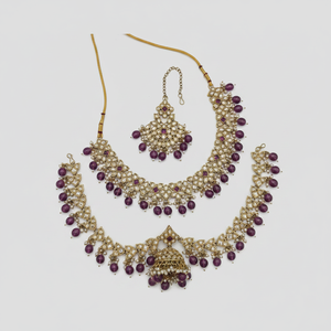 Traditional Ethnic <b>Gold</b> Plated High Quality Latest Designed Kundan Meenakari Pearl Bridal Necklace <b>Set</b> Earrings Maang Party - Product Image 2