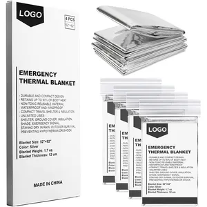 Folha de cobertor impermeável térmica Mylar de emergência de sobrevivência aluminizada com logotipo personalizado
