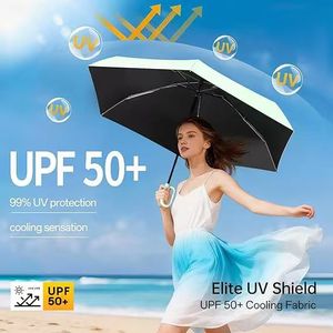 Wholesale Modern EVA Compact Travel Umbrella Carabiner Ring Windproof 5-Fold Portable UPF 50+ UV Protective Sun <strong>Parasol</strong> <strong>Small</strong> - Product Image 3