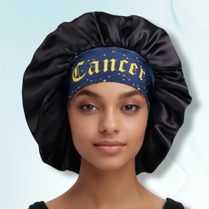 SOLPOP <span class=keywords><strong>Bonnet</strong></span> de nuit élastique imprimé en satin double couche pour femmes et filles, idéal pour cheveux bouclés - Product Image 1