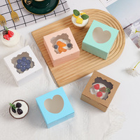Cajas de Papel Kraft Cuadradas Desechables Personalizadas con Ventana Transparente para Empacar Pasteles, Macarons, Tartas de Huevo y Productos de Panadería