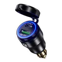 Adaptateur étanche Kewig en aluminium avec prise DIN vers double chargeur rapide USB QC3.0 et Type-C pour moto BMW Ducati Triumph 12V-24V