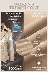 Gabardina Corta para <span class=keywords><strong>Mujer</strong></span>, Clásica, con Doble Botonadura, Repelente al Agua - Product Image 5