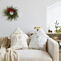 Housse de coussin en fausse fourrure pour Noël, broderie flocon de neige, coussin en peluche doux, décoration intérieure pour canapé et lit de Noël
