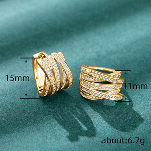 Orecchini a Perno con Linee Incrociate Stratificate per Donne, Eleganti Accessori per Orecchie da Indossare Quotidianamente - Product Image 4
