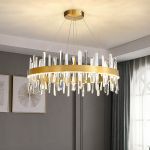 Lustre suspendu LED moderne et simple en forme d'arête de poisson irrégulière en cristal <span class=keywords><strong>K9</strong></span>, luminaire linéaire de luxe pour longue table à manger - Product Image 6