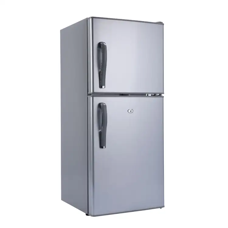 Vendita calda doppia porta congelatore superiore frigorifero solare 118 litri 4.2 cu.ft mini frigorifero DC power off grid frigorifero portatile