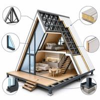 Maison mobile de luxe préfabriquée en forme de A, maison triangulaire à ossature métallique, maison conteneur au design moderne pour villas, complexes hôteliers et hôtels