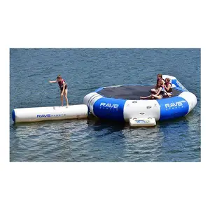 Popular commercial PVC water park custom bouncing inflatable trampoline on the water round floating game for rental lake