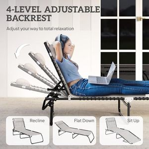 <span class=keywords><strong>Chaise</strong></span> longue pliante, <span class=keywords><strong>chaise</strong></span> longue de patio pour bronzer, <span class=keywords><strong>chaise</strong></span> longue d'extérieur avec dossier inclinable à 4 positions - Product Image 2