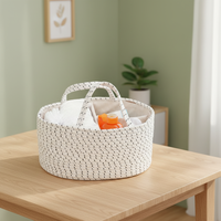 Panier de rangement pliable et léger en corde de coton tressée à aiguille courbée pour cuisine, salle de bain, articles divers et couches