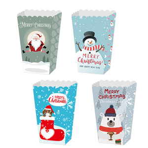 Boîtes d'emballage alimentaire en papier rectangulaires pliables personnalisées pour Noël, jetables, pour frites, pop-corn et autres aliments rapides - Product Image 2