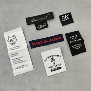 Étiquette tissée imprimée de Logo de marque de vêtements personnels personnalisés, étiquette tissée sans quantité minimale de commande