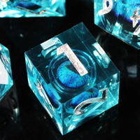 Jeu de dés MINI PLANET DND Blue Dragon Eye Liquid Core Dice RPG Donjons & Dragons Vente en gros de dés en résine polyédrique personnalisés faits à la main