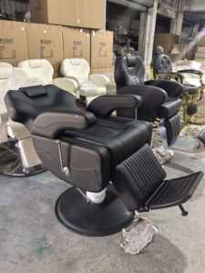 Sillón de Barbería Profesional de Lujo Moderno, Hidráulico, de Cuero, para Salón de Belleza, Construcción Metálica, para Uso en Barberías - Product Image 5