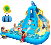 Toboggan aquatique gonflable avec mur d'escalade, pistolet à eau, piscine à jets d'eau, parc aquatique gonflable pour enfants pour jouer en plein air en été