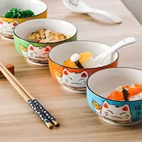 Bol à salade, à nouilles, à soupe en céramique ronde de style japonais multi-tailles, vaisselle de restaurant, vaisselle de maison, porcelaine fine