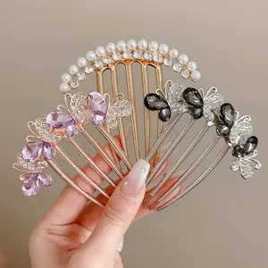 DOMOHO Alloy Five-Tooth Joker Hairpin Diamond-Increased Comb For Back Head Korean Style Ponytail Headdress Hair Accessories