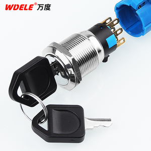 19mm <strong>Key</strong> Switch 3-pin 6-pin 1NO1NC 2NO2NC 3 Position 3~250VAC/DC Mechanical <strong>Key</strong> Remote Control Switch - Product Image 1