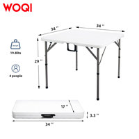 Table pliante WOQI en fer, pliable en deux, table de salle à manger utilitaire, portable, avec poignée de transport, pour intérieur, extérieur, pique-nique, camping, fête