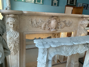 Customized Marble Fireplace Modern Hand Carved Luxury Classical Persia Beige Marble Fireplace Mantel Marble Fireplace Surround - Product Image 2