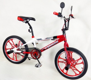 Vélo BMX <span class=keywords><strong>Freestyle</strong></span> pour Enfants, Rouge et Blanc, Vélo de Stunt avec Roues en Alliage pour Garçons, Stunt Urbain et Loisirs - Product Image 4