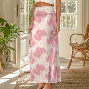 OEM tropicale Anthurium Custom Fit gonna lunga a vita alta da donna con stampa completa gonne lunghe Casual eleganti per le vacanze - Product Image 1