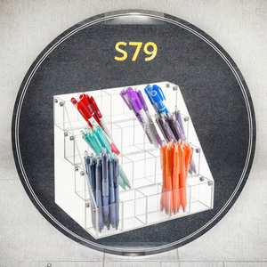 Hiện đại tùy chỉnh thân thiện với môi nhựa acrylic 3-Tier <span class=keywords><strong>cubby</strong></span> kệ bút hiển thị đứng với lắp ráp dễ dàng cho kệ siêu thị - Product Image 3