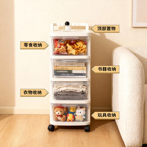 Étagère de rangement multi-tiroirs avec roulettes, 5 niveaux transparents, pour jouets, vêtements, livres, collations, organisateur de salon - Product Image 1