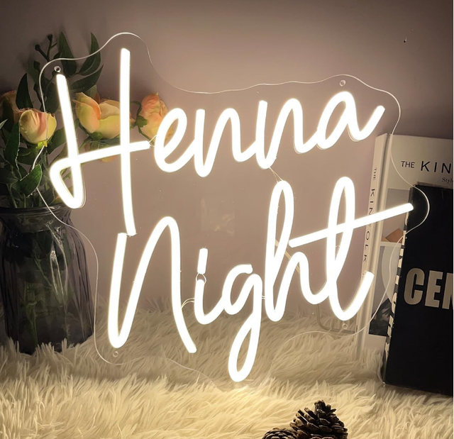 Henna Night Acrylic Custom Personalized Shop Home Wall Decor LED Neon Sign Happy Birthday Christmas Business Gift