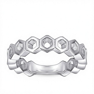 Wholesale Trendy Rhodium Gold Plated Geometric Hollow Zircon Wedding Engagement Anniversary Party Gift Sterling <b>Silver</b> Women's - Product Image 1