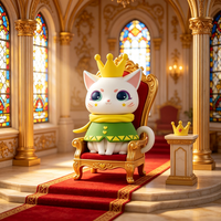 Figurine de collection en PVC Chat Royal Fantaisie, jouet artistique, poupée chaton mignonne, cadeau, en stock, personnalisation OEM, vente en gros d'usine