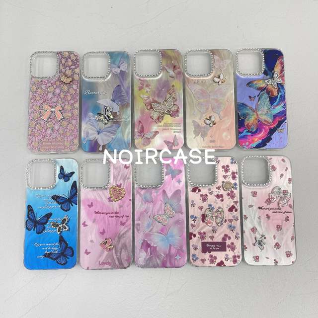 Girls' Phone 16 Pro Max Case - IMD, Rhinestone, 3D Butterfly & Floral Pattern, Lens Protection, Perfect for Birthday Gift