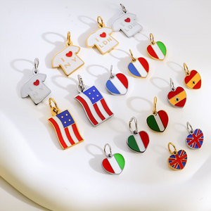 Dijes Personalizados de Lujo con Bandera Nacional, Chapados en Oro PVD de 14k y 18k, Resistentes al Agua, de Acero Inoxidable 316L, para la Fabricación de Pulseras y Collares - Product Image 3