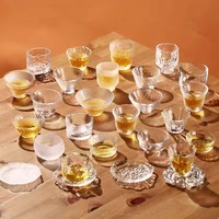 Tasses à thé et soucoupes en verre à motifs dorés transparents manches de tasse de ménage élégantes pour le café et le thé