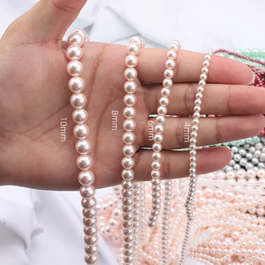 Cuentas de perlas de imitación gris Mineral de alta calidad Zhubi 4 6 8 10mm cuentas de perlas de vidrio redondas de buen grado para pulseras DIY - Product Image 2