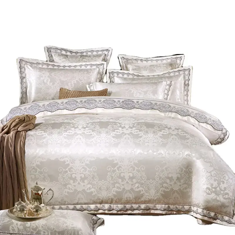 Jakarlı avrupa 5 yıldızlı otel yatak odası doğal kumaş nevresim takımı 100% pamuk nevresim set yatak